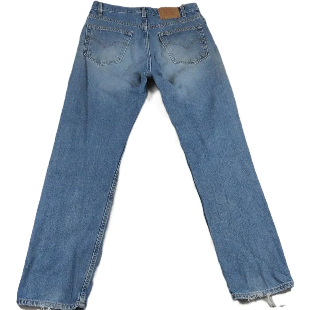 Levis VTG 90s 505 Straight Denim Jeans Men 34x32 Light Wash Blue Made in USA